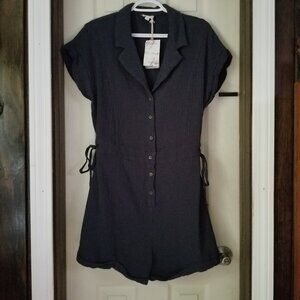 🆕HEM & THREAD Romper Boxy Side Tie Gauze Navy Summer